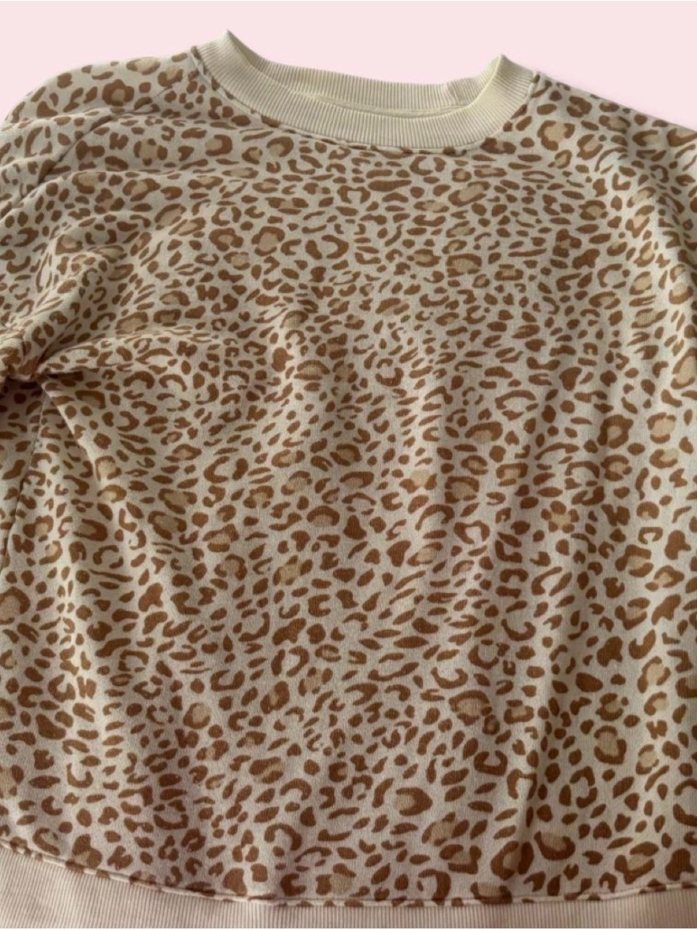 Time and Tru Cream Leopard Print Crewneck Sweatshirt